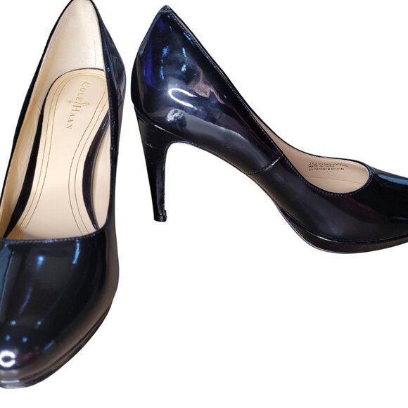 Cole Haan Black Patent Heels Chelsea Stiletto 3.75" Heel Sz 7.5 - Picture 3 of 10